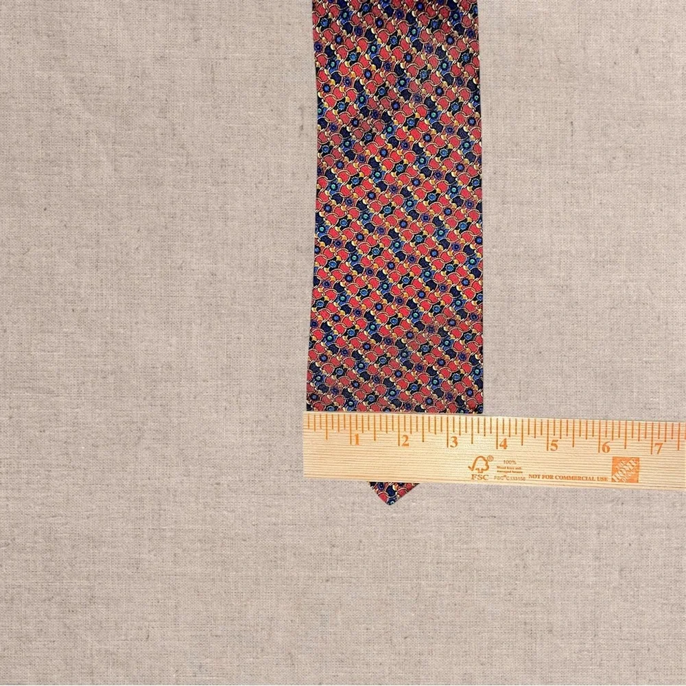 Pierre Balmain Silk Tie Red Geometric Pattern Luxury Designer Classic